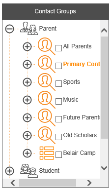 1. Contact Groups selection panel