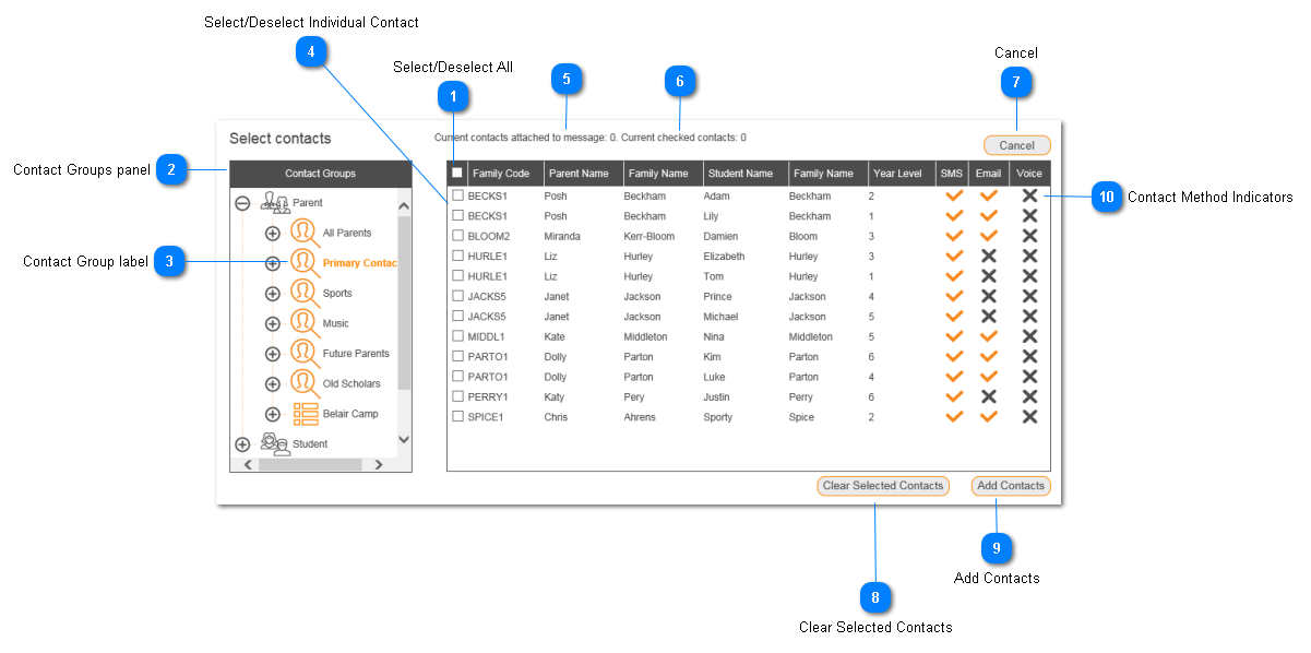 Select Individual Contacts